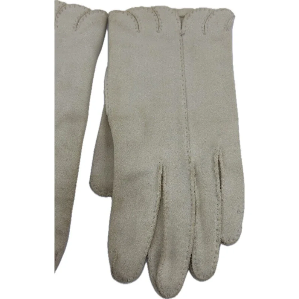 Vtg‎ Crescendoe Ladies Cream Dress Gloves Sz 6.5 Costume Women's Core Off White
